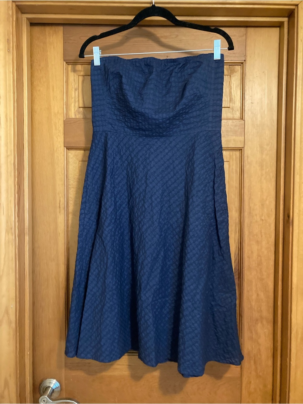 J. Crew Strapless Textured Navy Blue Dress, 6